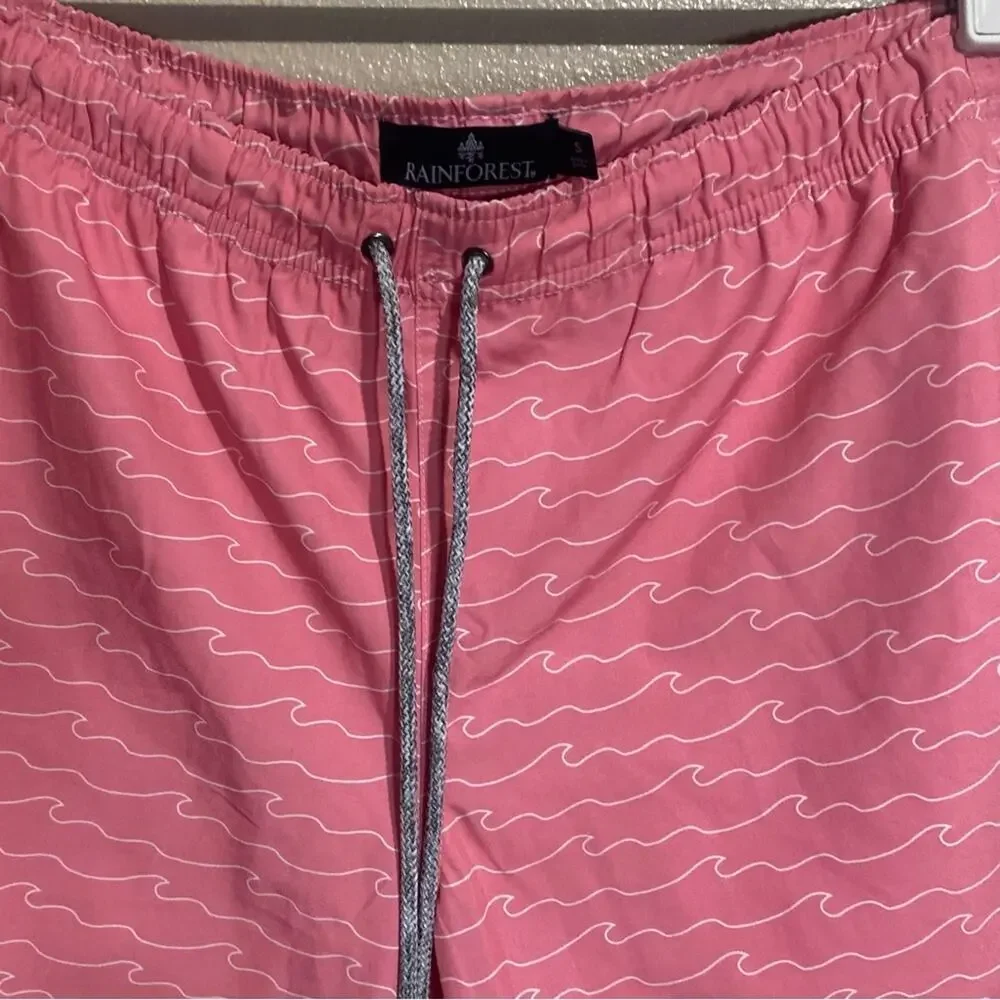 Rain Forest Beach Waves Print Swimming Shorts size Small